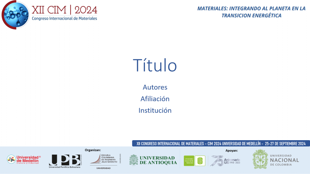 Captura de pantalla para presentación oral del XII Congreso internacional de materiales